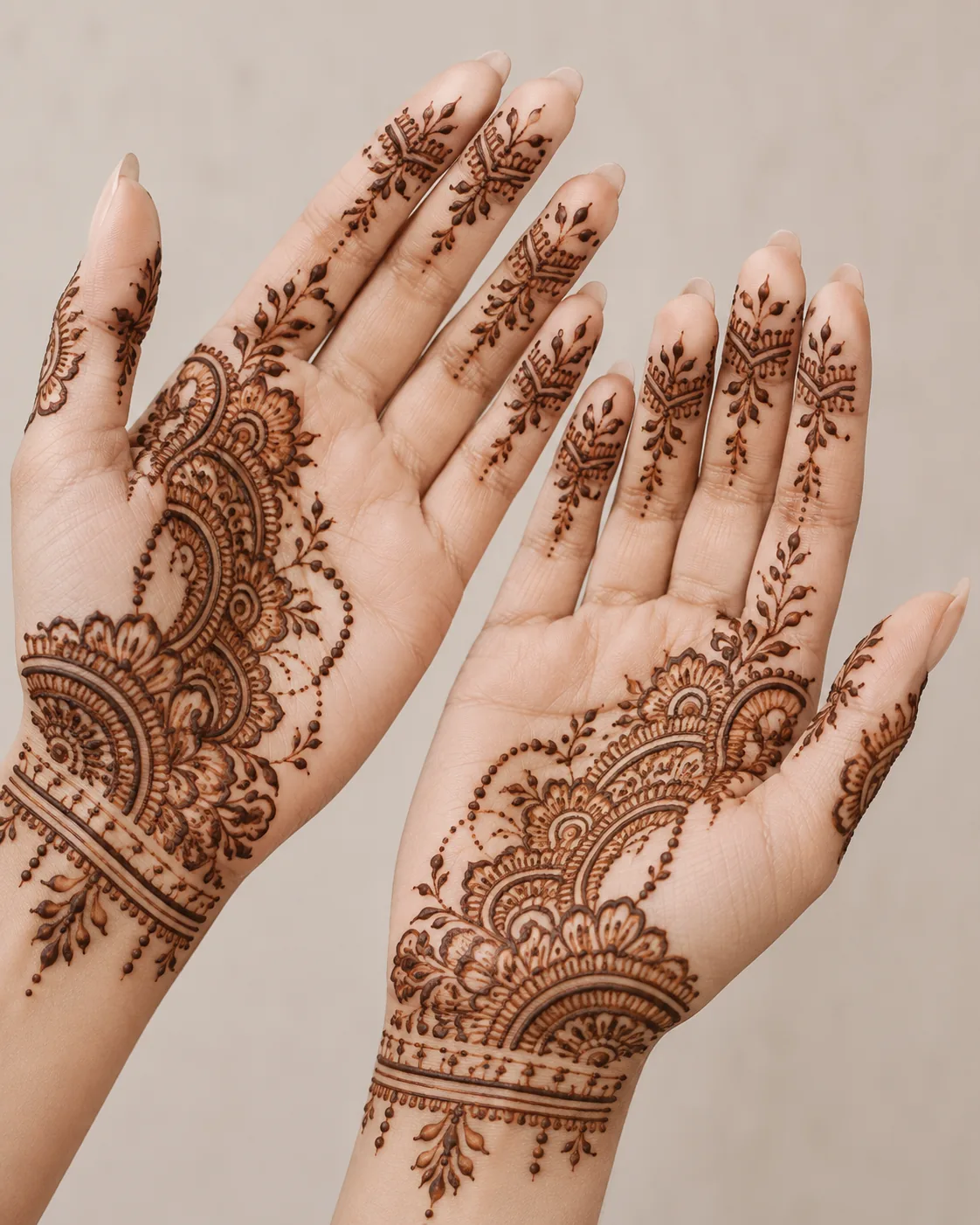 Intricate henna mehandi art on hands — bridal mehndi services Kansas City